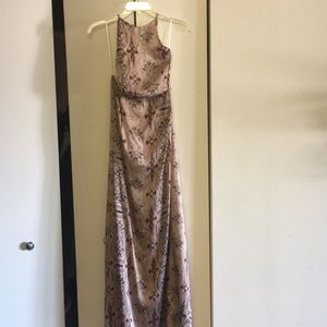 Formal Dress - Pink/Black/Orange/Cream pattern